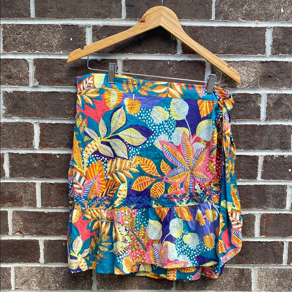 🌿Cynthia Rowley XL Faux Wrap Skirt – Vibrant Tropical Print, Farm Rio Vibes
